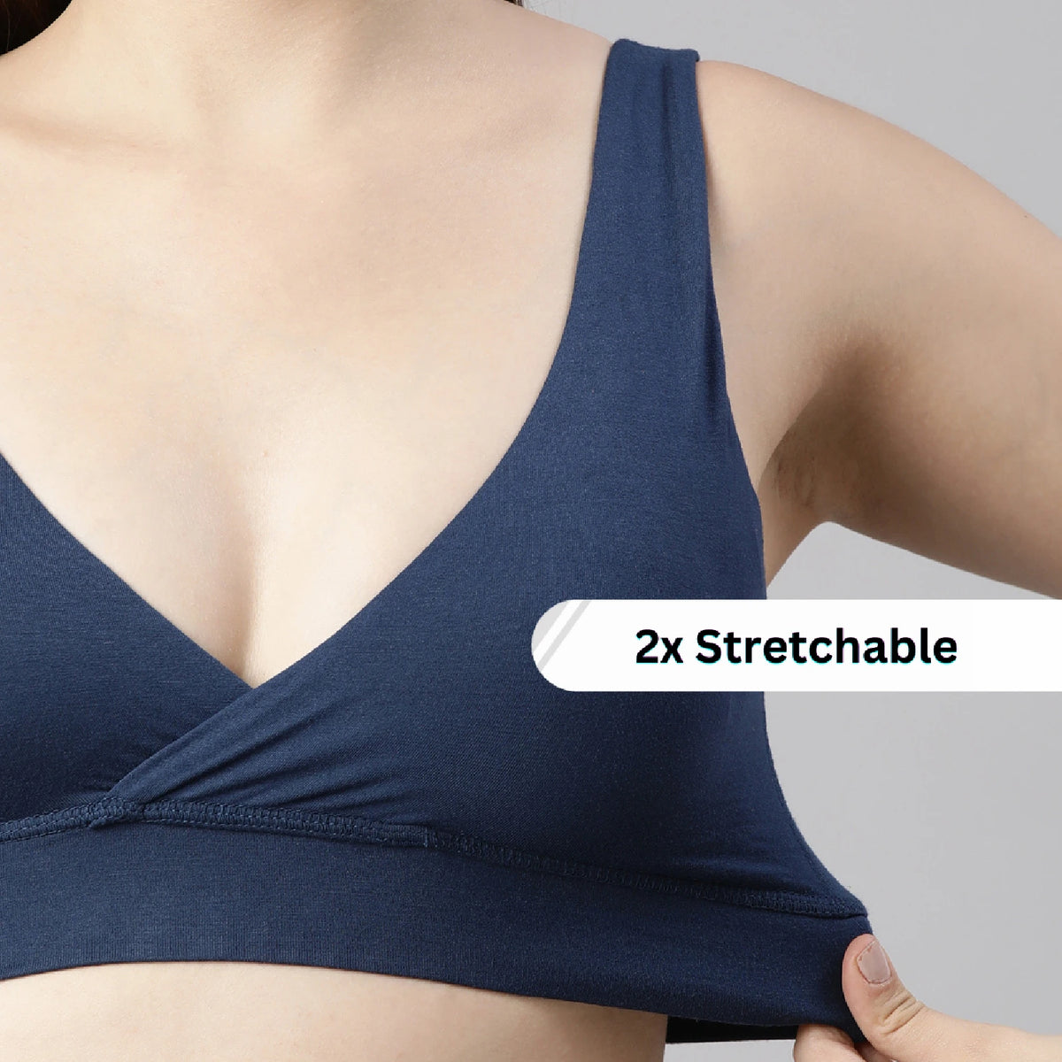 Maternity Lounge Bamboo Bra  (removable cups) - Mid blue