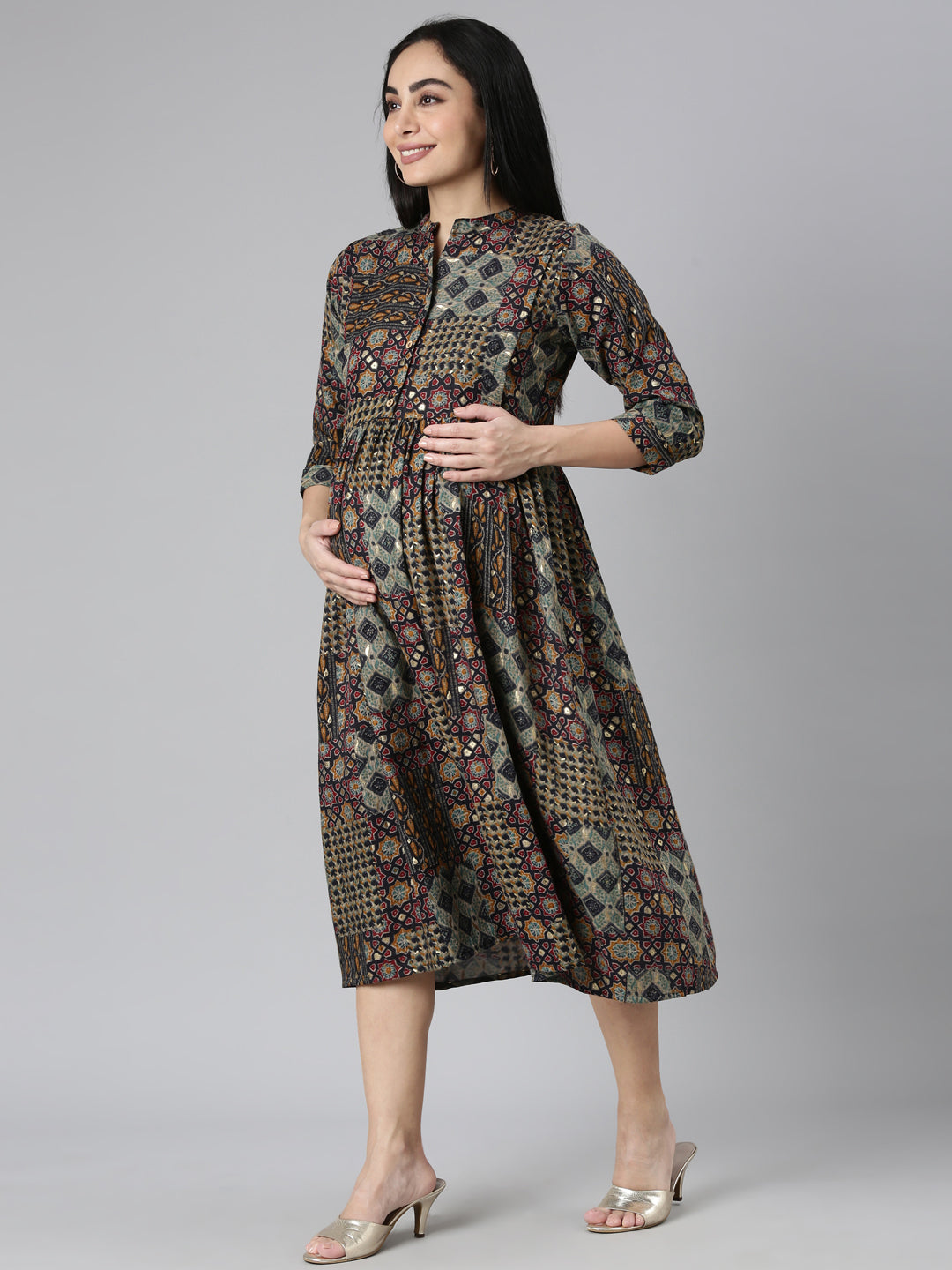 Glazed maternity and feeding dress