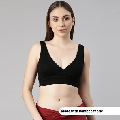 Maternity Lounge Bamboo Bra  (removable cups) - Black