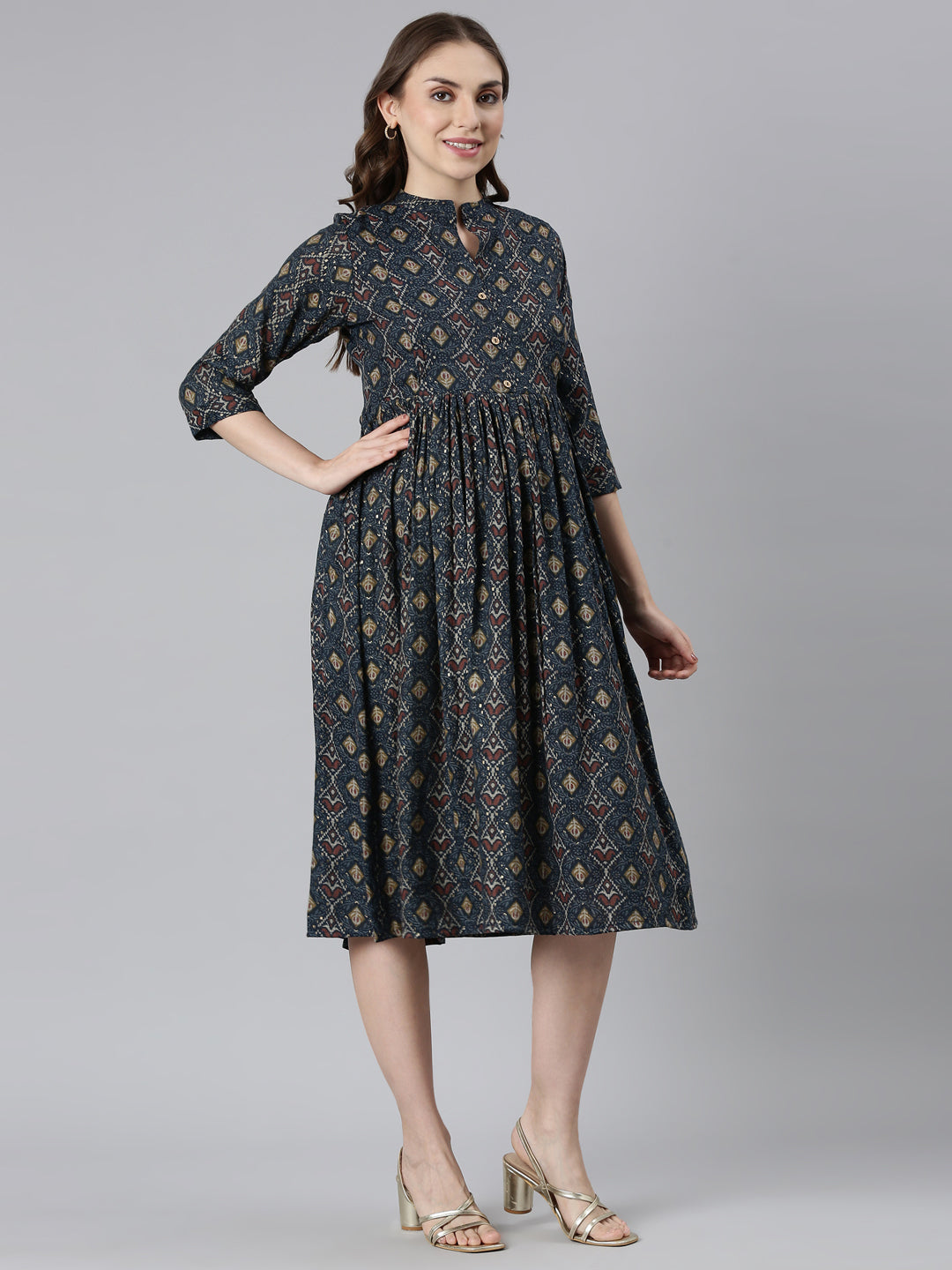 Navy hazel maternity and feeding dress