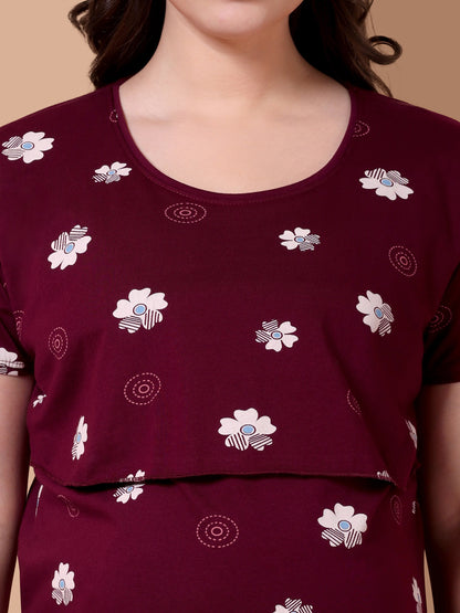 Bloomique Maroon Maternity and Lounge Nighty