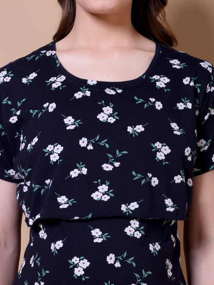 Navy Flora Maternity and Lounge Nighty