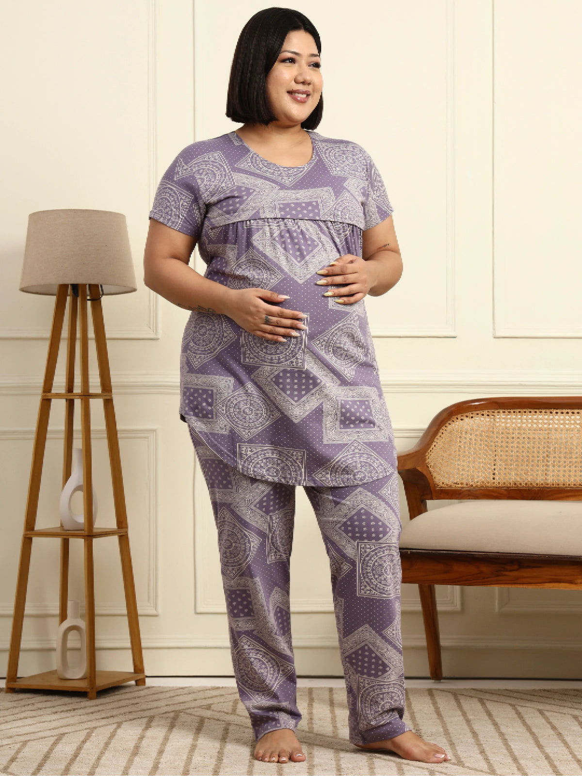 Paisley Lavender Maternity Lounge Suit