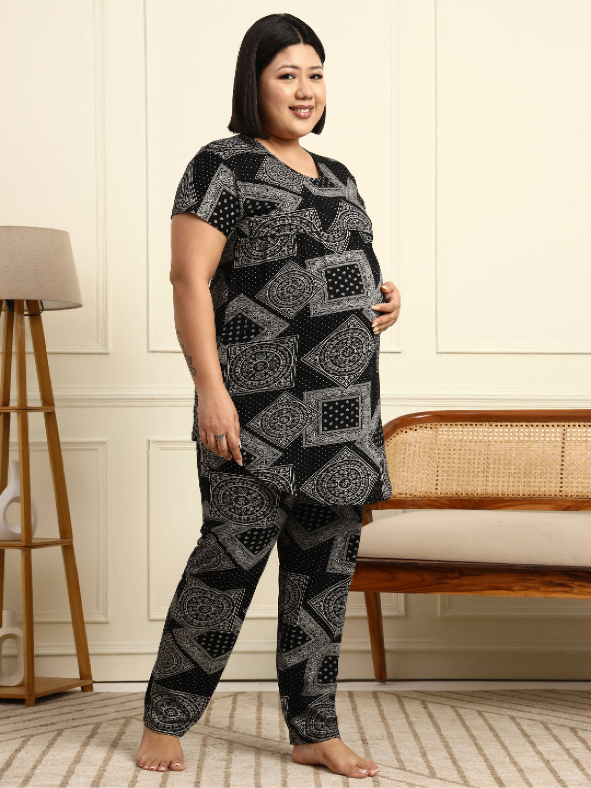 Paisley Black Maternity Lounge Suit