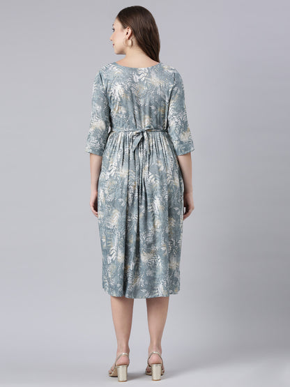 Leafy Grey maternity and feeding dress