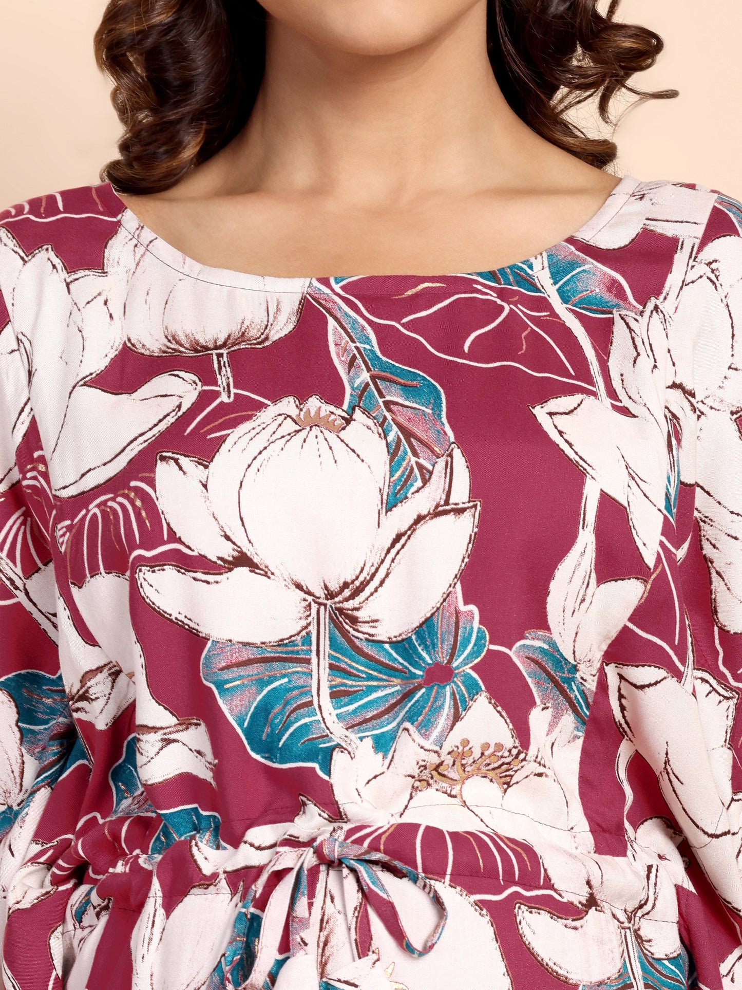 Red Blossom Maternity and Nursing Kaftaan