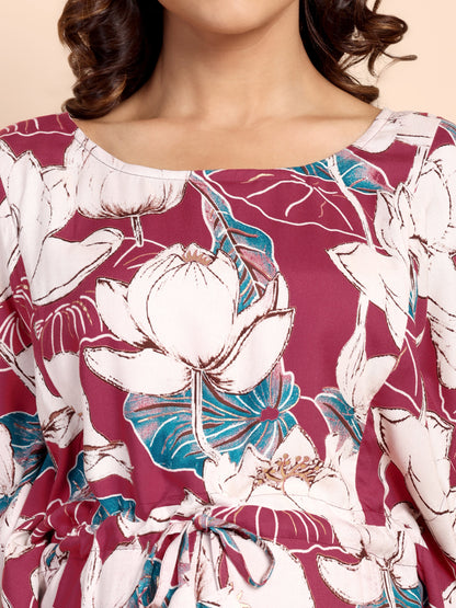 Red Blossom Maternity and Nursing Kaftaan