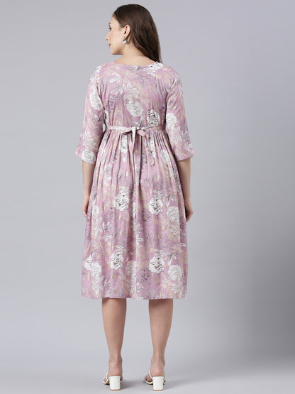 Lilac Plum maternity and feeding dress