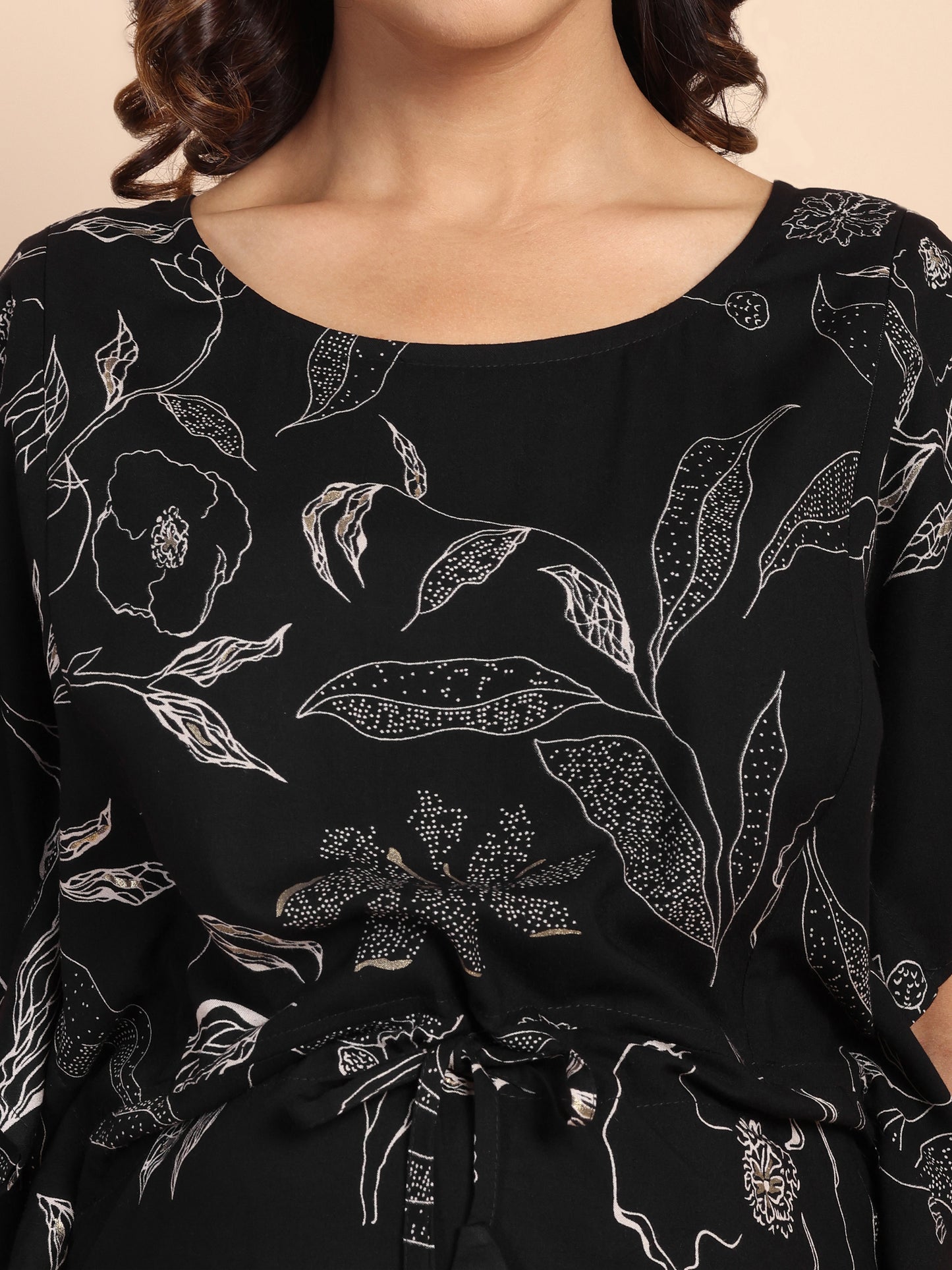 Midnight Black Maternity & Nursing Kaftaan