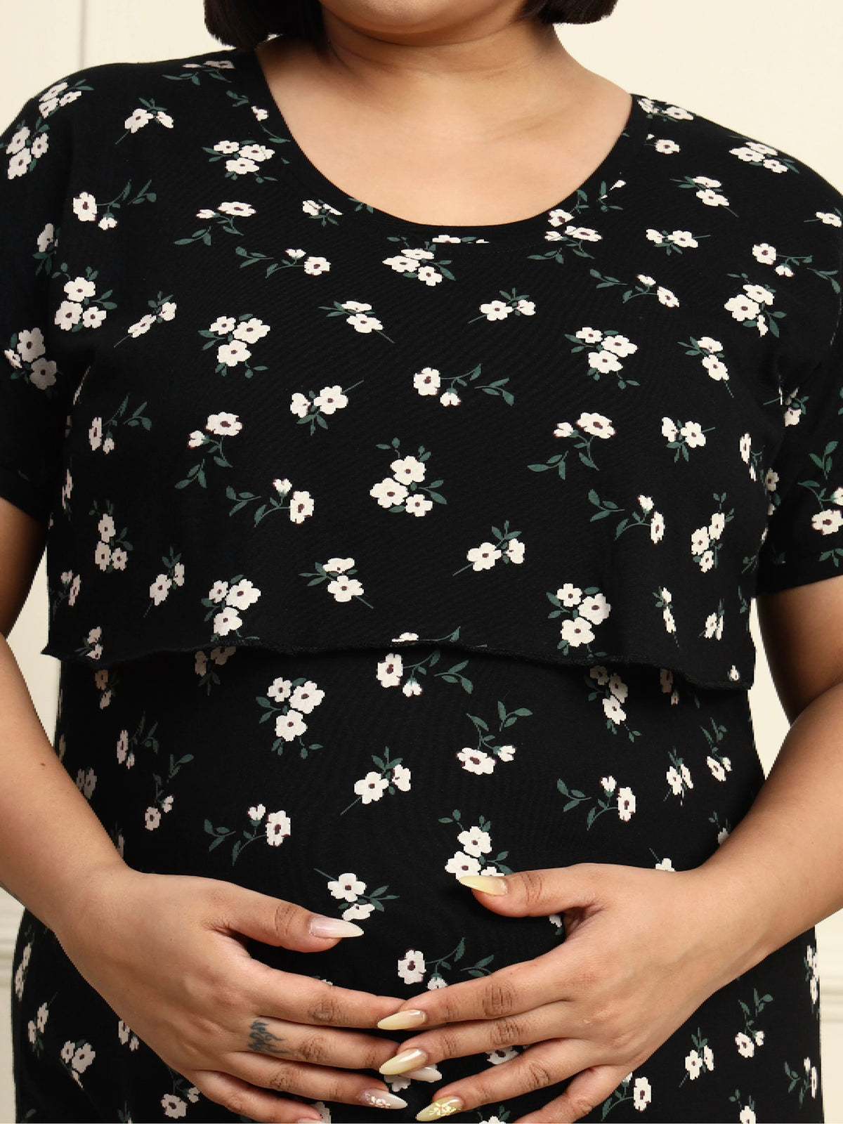 Black Flora Maternity Lounge Nighty