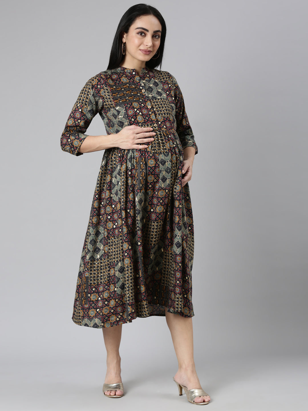 Glazed maternity and feeding dress