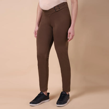Maternity Comfy Pant - Adjustable waist - Brown