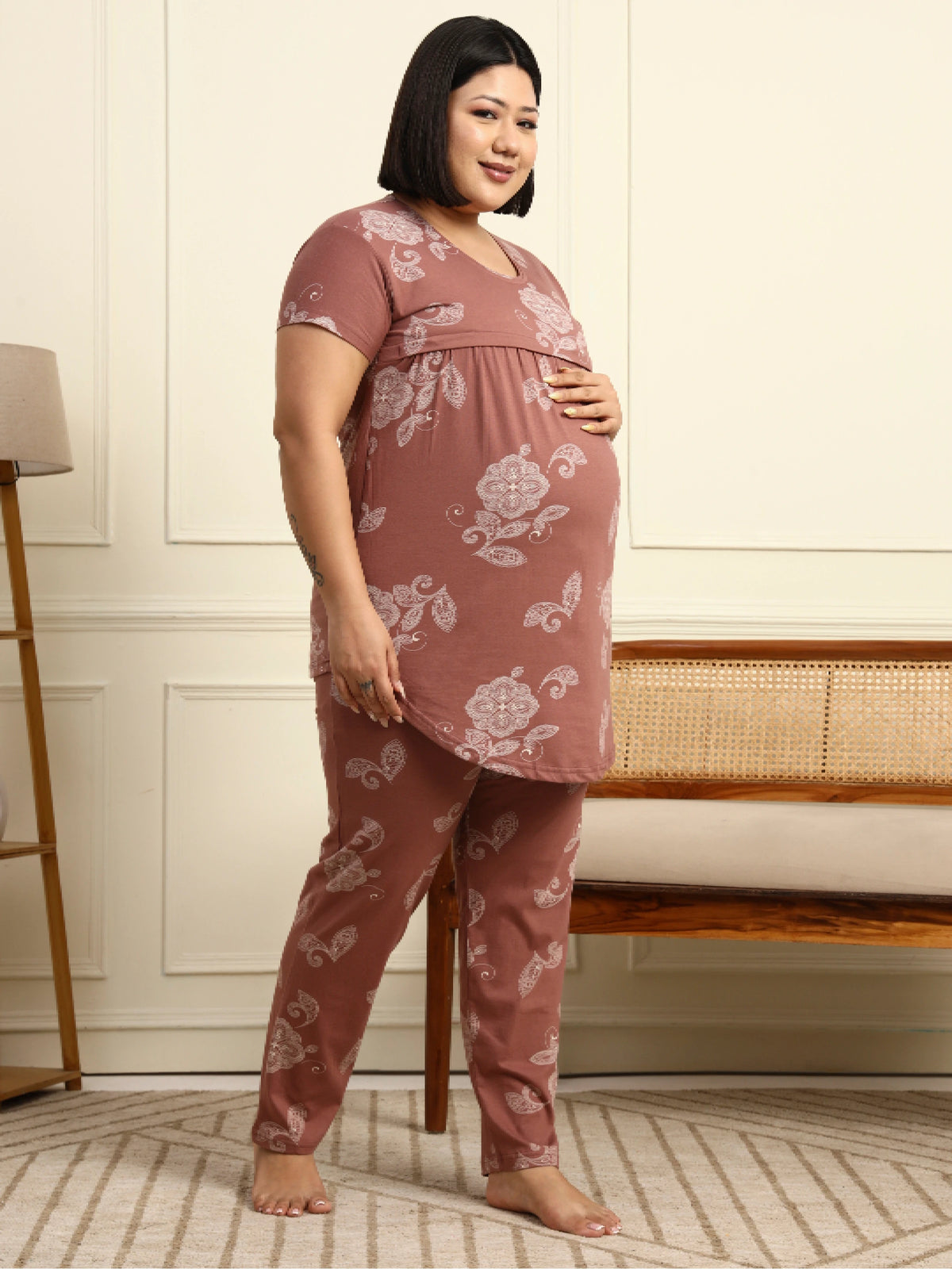 Motif Dusty rose Maternity Lounge Suit
