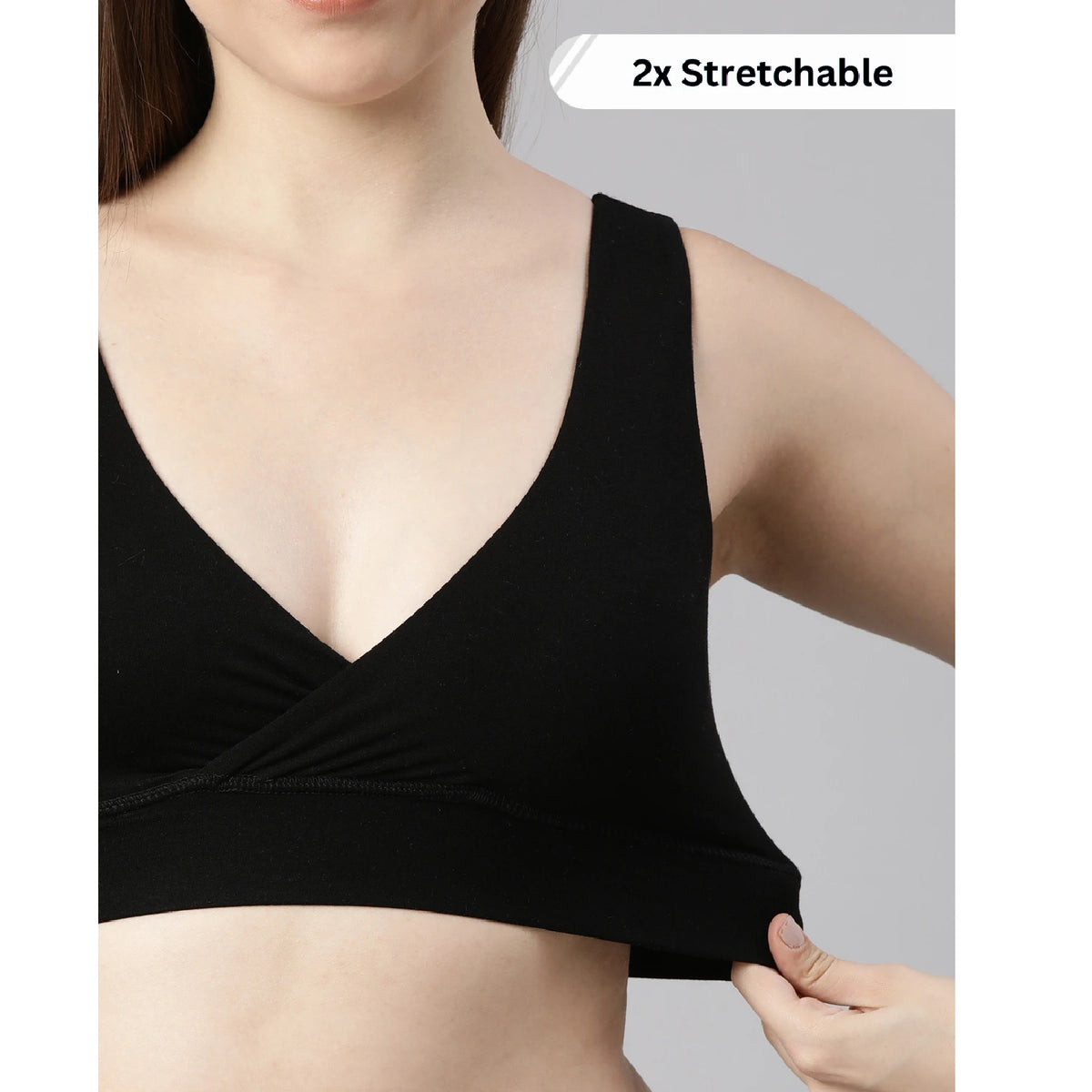 Maternity Lounge Bamboo Bra  (removable cups) - Black