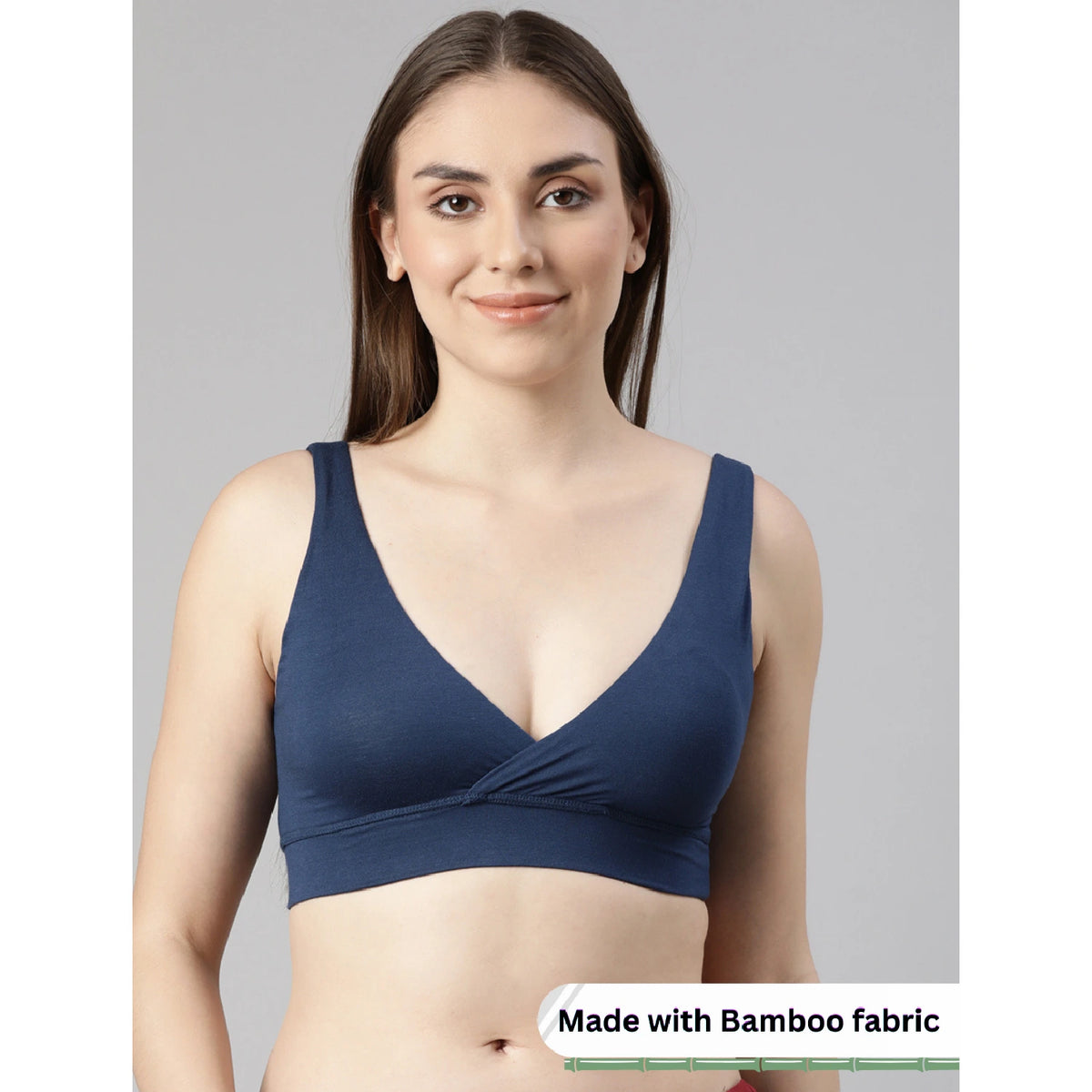 Maternity Lounge Bamboo Bra  (removable cups) - Mid blue