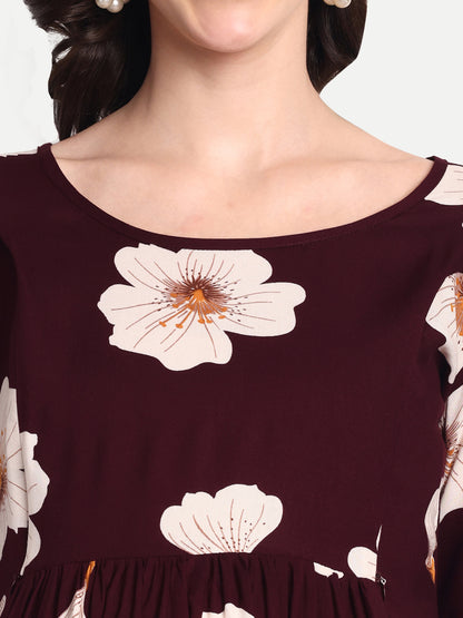 Maroon Flower Maternity & Nursing Co-ord set