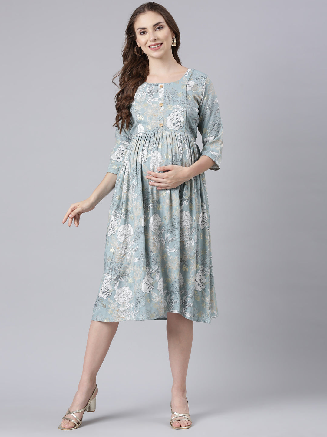 icy blue maternity and feeding dress