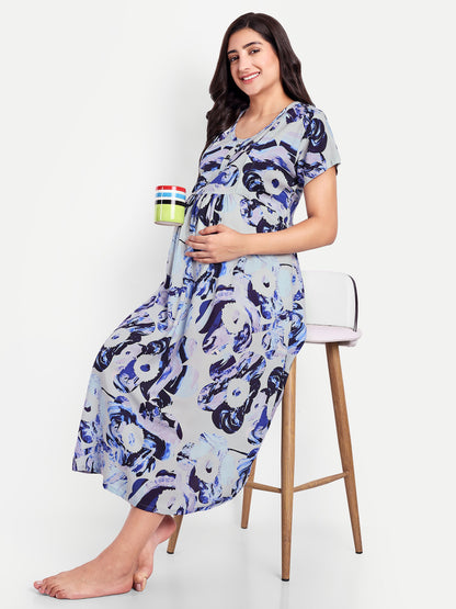 French Blue maternity and feeding dress
