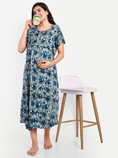 Seattle blue maternity and feeding dress