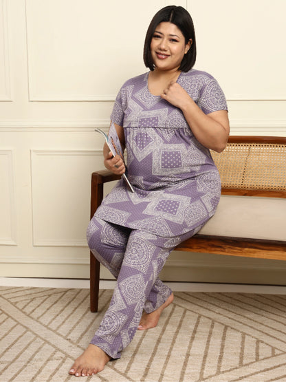 Paisley Lavender Maternity Lounge Suit