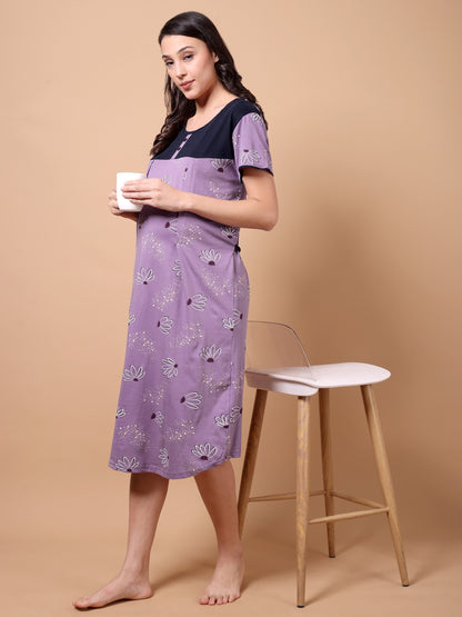 Lilac bloom Maternity and Lounge Nighty