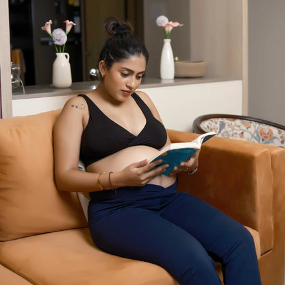 Maternity Lounge Bamboo Bra  (removable cups) - Black
