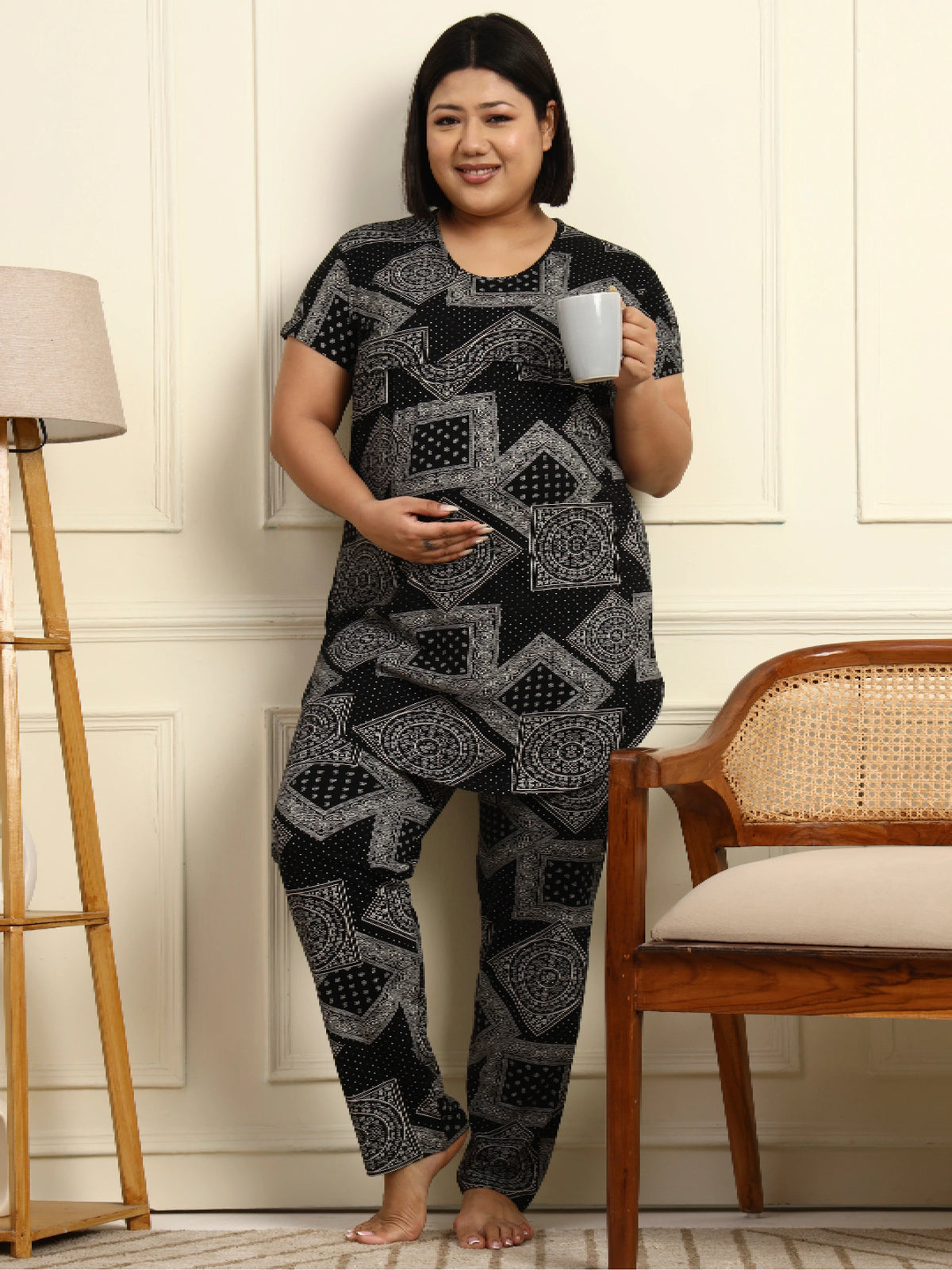 Paisley Black Maternity Lounge Suit