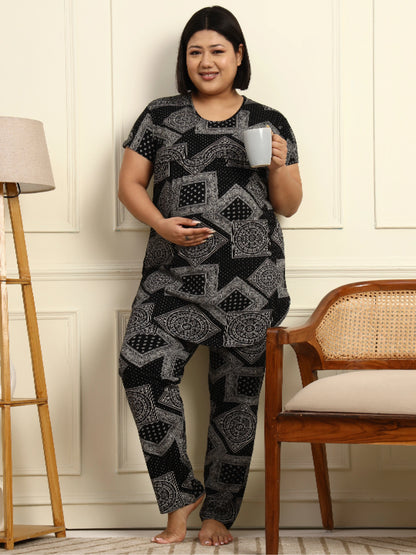 Paisley Black Maternity Lounge Suit