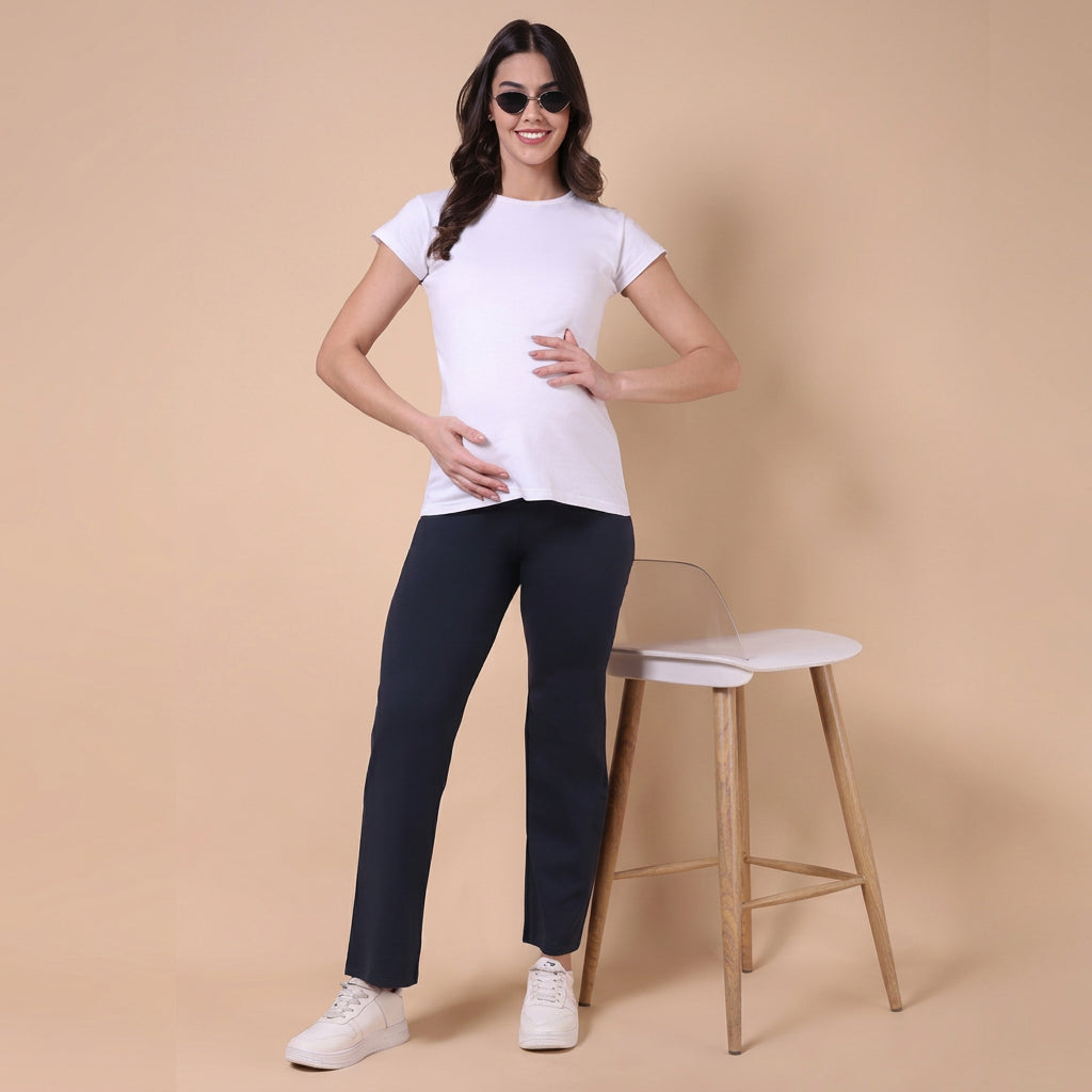 Maternity Comfy Straight Pant - Adjustable waist - Navy