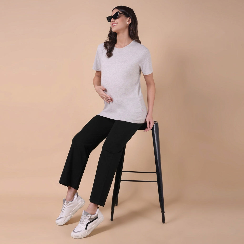 Maternity Comfy Straight Pant - Adjustable waist - Black
