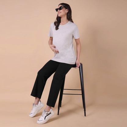 Maternity Comfy Straight Pant - Adjustable waist - Black