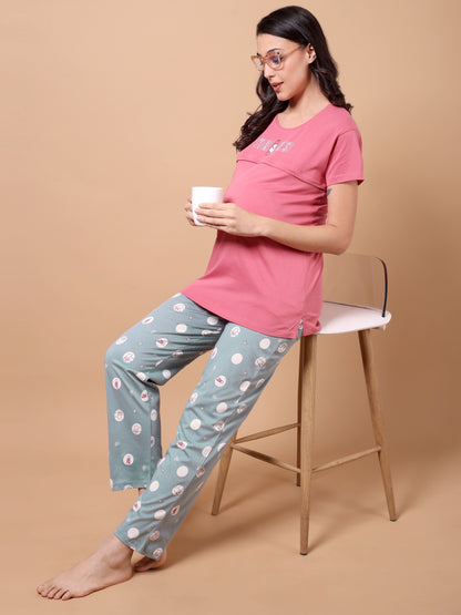 Start fresh maternity & nursing lounge night suit