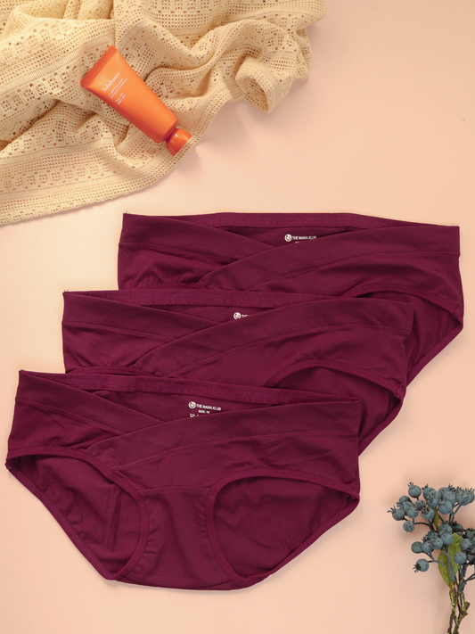 Pack of 3 Wine Maternity Panties