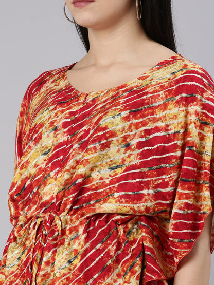 Mint Red Maternity and Nursing Kaftaan