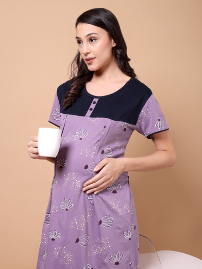 Lilac bloom Maternity and Lounge Nighty