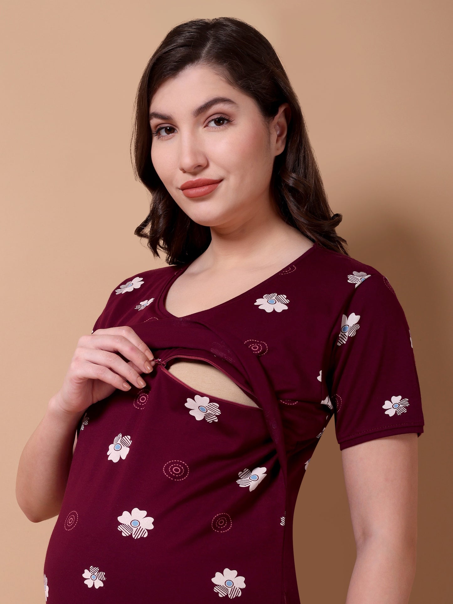 Bloomique Maroon Maternity and Lounge Nighty