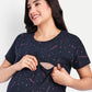 Navy Sprinkle Maternity and Nursing lounge Short Nighty