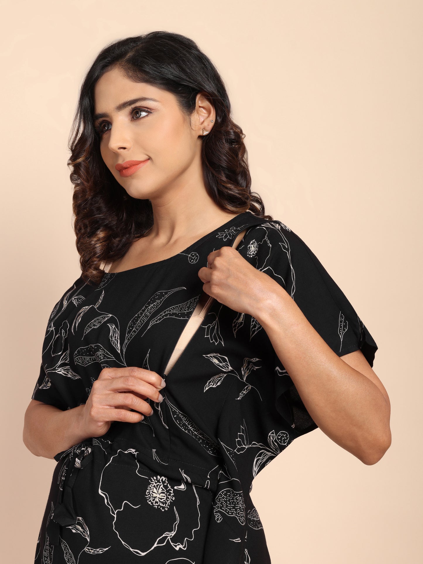 Midnight Black Maternity & Nursing Kaftaan