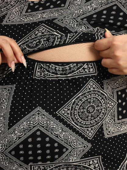 Paisley Black Maternity Lounge Suit