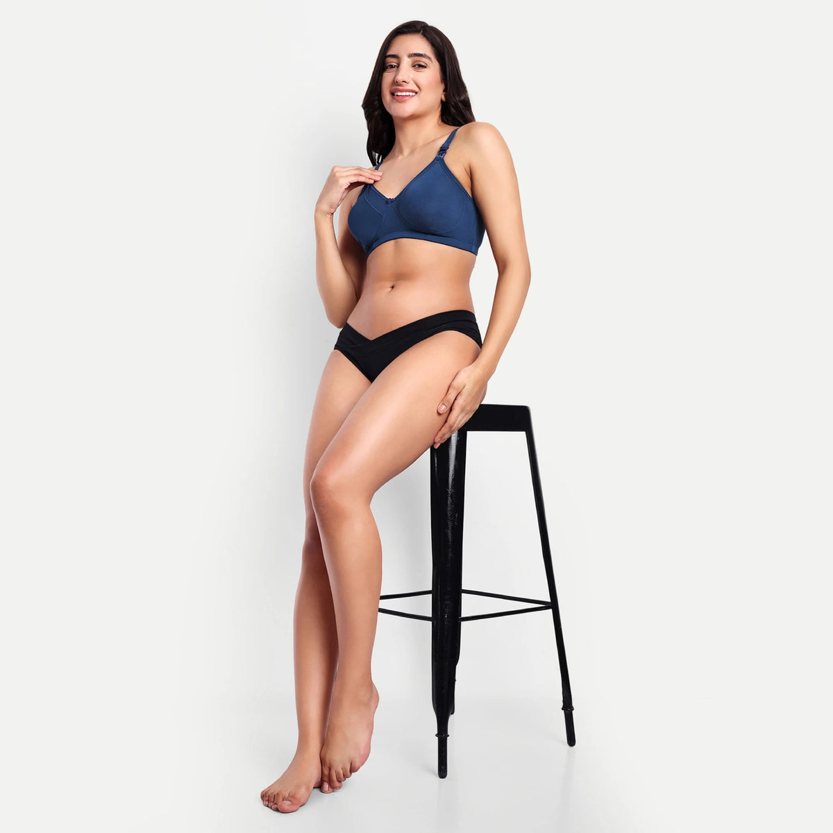 Maternity & Nursing Bra Mid-blue ( Non-Padded)