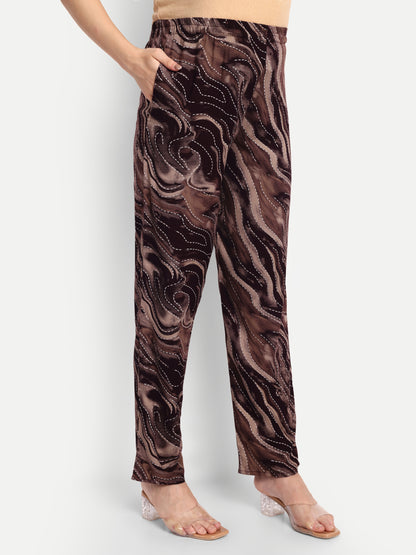 Brown printed Maternity & Nursing Co-ord set