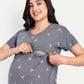 Grey Attire Maternity and Nursing lounge Short Nighty