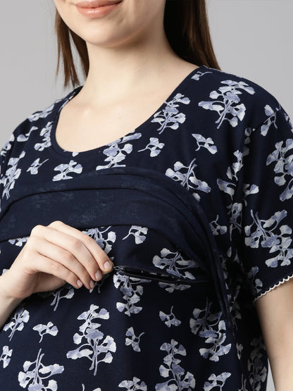 Navy petal Maternity and Lounge Nighty