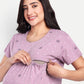 Dusk Voilet Maternity and Nursing lounge Short Nighty