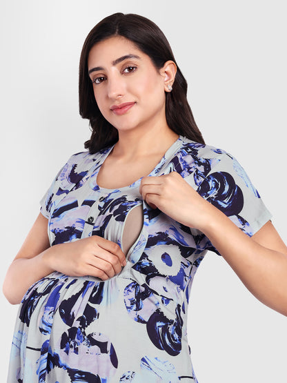 French Blue maternity and feeding dress