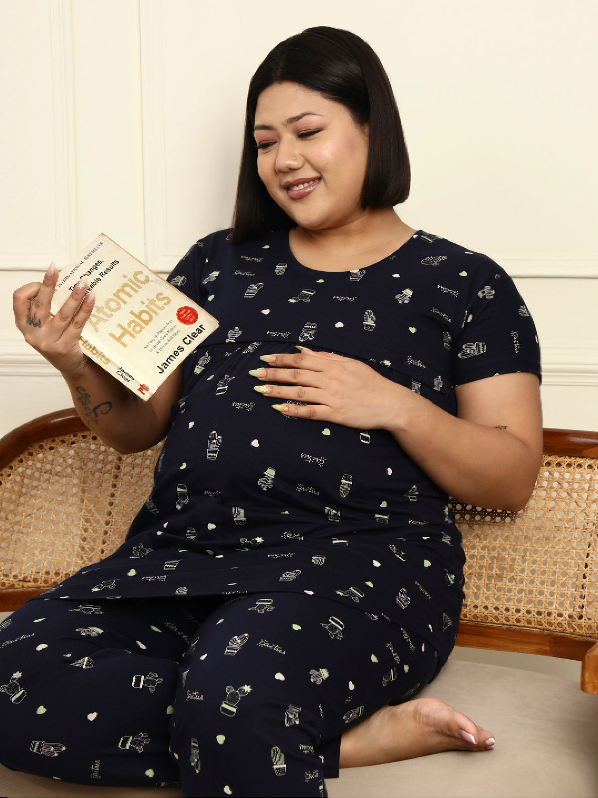 Heart scatter print Maternity Lounge Suit