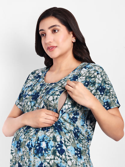 Seattle blue maternity and feeding dress