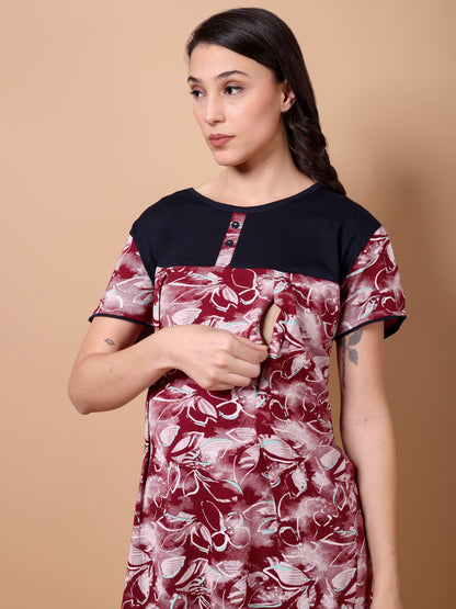 Imperial maroon Maternity and Lounge Nighty
