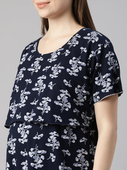 Navy petal Maternity and Lounge Nighty