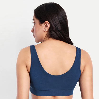 Maternity Lounge Bamboo Bra  (removable cups) - Mid blue